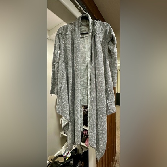 Cozy Free People Gray Asymmetrical Cardigan Sweater XS - Picture 2 of 5